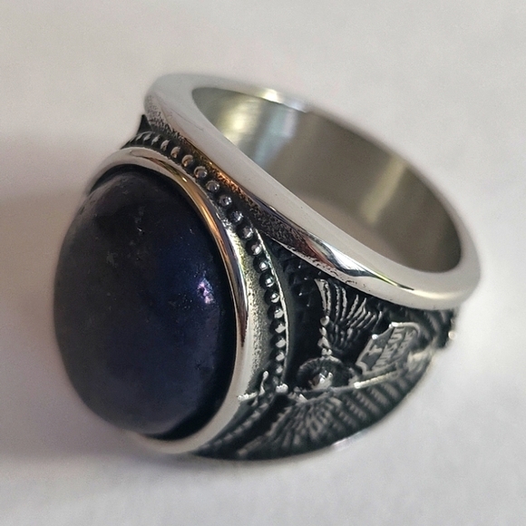 1609- Lapis Lazuli Natural Gemstone Handmade Men's Ring Size 11 1/2 NWT - Picture 2 of 8